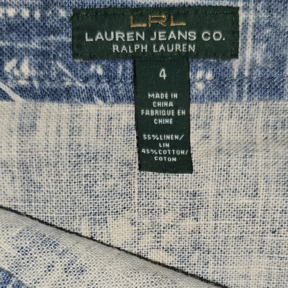 Lauren Jeans Co Ralph Lauren Womens Boho Linen Cotton Blue Ruffle Hem Skirt Sz 4 - Picture 5 of 14